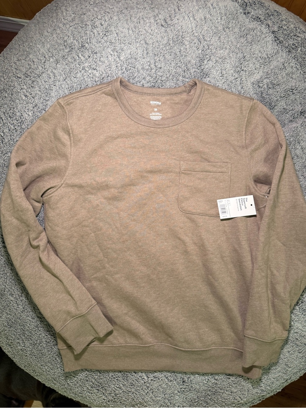 Sonoma Crewneck Pocket Sweater - Taupe Brown